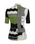 SANTINI Cyklistický krátký dres a krátké kalhoty - GIADA OPTIC LADY - černá/bílá/žlutá
