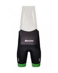 SANTINI Cyklistické kalhoty krátké s laclem - TOUR DE FRANCE 2022 - černá/zelená
