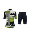 SANTINI Cyklistický krátký dres a krátké kalhoty - GIADA OPTIC LADY - černá/bílá/žlutá