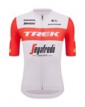 SANTINI Cyklistický dres s krátkým rukávem - TREK SEGAFREDO 2023 FAN LINE - červená/bílá