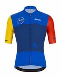 SANTINI Cyklistický dres s krátkým rukávem - NIBALI SQUALO - červená/modrá/žlutá