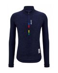 SANTINI Cyklistický dres s dlouhým rukávem zimní - UCI RAINBOW PURE WNT - modrá