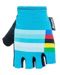 SANTINI Cyklistické rukavice krátkoprsté - UCI RAINBOW - světle modrá