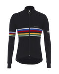 SANTINI Cyklistický dres s dlouhým rukávem zimní - UCI RAINBOW WOOL - černá
