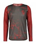 SCOTT Cyklistický dres s dlouhým rukávem letní - TRAIL VERTIC LS - šedá/červená