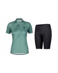 SCOTT Cyklistický krátký dres a krátké kalhoty - ENDURANCE 30 SS LADY - modrá/zelená/černá