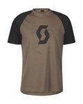 SCOTT Cyklistické triko s krátkým rukávem - ICON RAGLAN SS - černá/hnědá