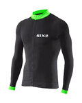 SIX2 Cyklistický dres s dlouhým rukávem letní - BIKE4 STRIPES - zelená/černá