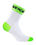 SIX2 Cyklistické ponožky klasické - WHITE SHORT - bílá/zelená