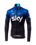 CASTELLI Cyklistický dres s dlouhým rukávem zimní - TEAM SKY 2019 WINTER - modrá/černá/bílá