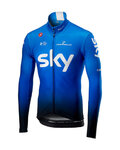 CASTELLI Cyklistický dres s dlouhým rukávem zimní - TEAM SKY 2019 WINTER - bílá/světle modrá/černá