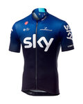 CASTELLI Cyklistický dres s krátkým rukávem - TEAM SKY FAN 2019  - černá/modrá/bílá