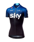 CASTELLI Cyklistický dres s krátkým rukávem - TEAM SKY FAN 2019 - bílá/černá/modrá
