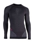 UYN Cyklistické triko s dlouhým rukávem - FUSYON MERINO - černá