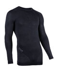 UYN Cyklistické triko s dlouhým rukávem - FUSYON MERINO - černá