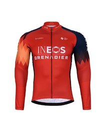 BONAVELO Cyklistický zimní dres a kalhoty - INEOS 2024 WINTER - modrá/černá/červená