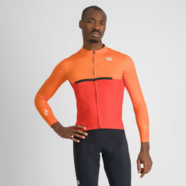 SPORTFUL Cyklistický dres s dlouhým rukávem zimní - PISTA THERMAL - červená/oranžová