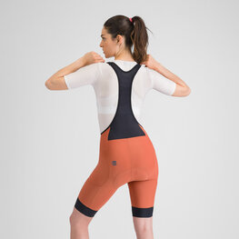 SPORTFUL Cyklistické kalhoty krátké s laclem - GIARA 2 - oranžová