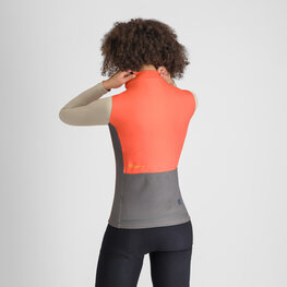 SPORTFUL Cyklistický dres s dlouhým rukávem zimní - SUPERGIARA LOGO THERMAL W - oranžová/šedá