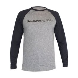 HAVEN Cyklistický dres s dlouhým rukávem letní - FACTORY TRAIL - černá/šedá