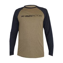 HAVEN Cyklistický dres s dlouhým rukávem letní - FACTORY TRAIL - černá/hnědá