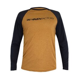HAVEN Cyklistický dres s dlouhým rukávem letní - FACTORY TRAIL - černá/hnědá