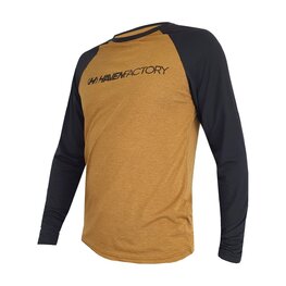 HAVEN Cyklistický dres s dlouhým rukávem letní - FACTORY TRAIL - černá/hnědá