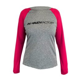 HAVEN Cyklistický dres s dlouhým rukávem letní - FACTORY TRAIL - růžová/šedá