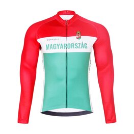 BONAVELO Cyklistický dres s dlouhým rukávem zimní - HUNGARY WINTER - červená/zelená