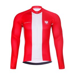 BONAVELO Cyklistický dres s dlouhým rukávem zimní - POLAND WINTER - červená/bílá