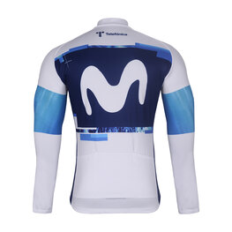 BONAVELO Cyklistický dres s dlouhým rukávem zimní - MOVISTAR 2025 WINTER  - bílá/modrá