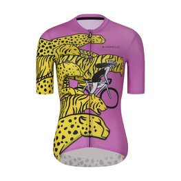 RIVANELLE Cyklistický dres s krátkým rukávem - CHEETAH - žlutá/růžová