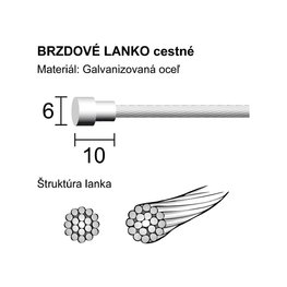 LONGUS brzdové lanko -  ROAD - stříbrná