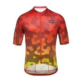 GORE Cyklistický dres s krátkým rukávem - RAIN CAMO - oranžová/žlutá