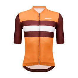 SANTINI Cyklistický dres s krátkým rukávem - ECO SLEEK NEW BENGAL  - oranžová/bordó