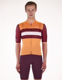 SANTINI Cyklistický dres s krátkým rukávem - ECO SLEEK NEW BENGAL  - oranžová/bordó
