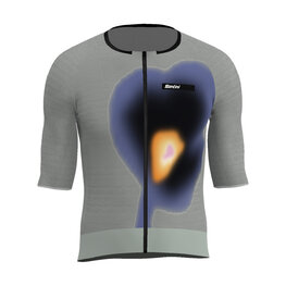 SANTINI Cyklistický dres s krátkým rukávem - AERO RACE - šedá/modrá