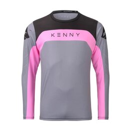 KENNY Cyklistický dres s dlouhým rukávem letní - ELITE - šedá/růžová/černá