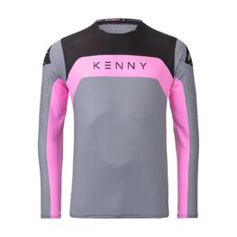 KENNY Cyklistický dres s dlouhým rukávem letní - PROLIGHT - šedá/růžová/černá
