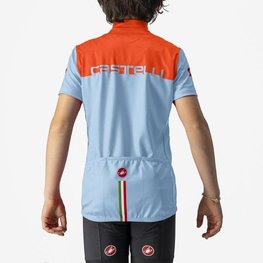 CASTELLI Cyklistický dres s krátkým rukávem - NEO PROLOGO - světle modrá/oranžová