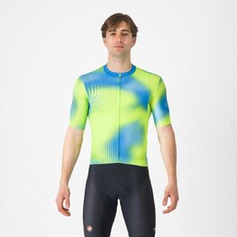 CASTELLI Cyklistický dres s krátkým rukávem - VORTICE - modrá/žlutá