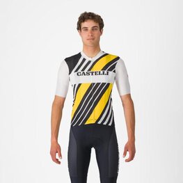 CASTELLI Cyklistický dres s krátkým rukávem - HERITAGE - černá/bílá/žlutá