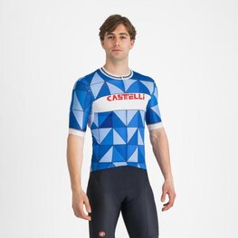CASTELLI Cyklistický dres s krátkým rukávem - HERITAGE - modrá