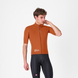 CASTELLI Cyklistická větruodolná bunda - DO.DI.CI. SHORT SLEEVE - hnědá