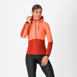 CASTELLI Cyklistická zateplená bunda - UNLIMITED W - oranžová/červená