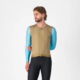 CASTELLI Cyklistický dres s dlouhým rukávem letní - CORRETTO LS - hnědá/modrá