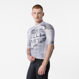 CASTELLI Cyklistický dres s krátkým rukávem - STRATUS LOGO - bílá/šedá