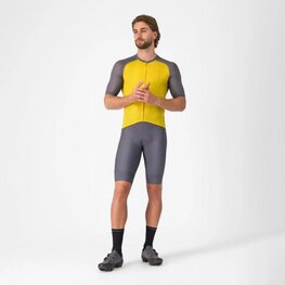 CASTELLI Cyklistický dres s krátkým rukávem - UNLIMITED ENDURANCE 3 - žlutá/šedá