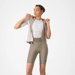 CASTELLI Cyklistické kalhoty krátké s laclem - ESPRESSO 2 W DT - béžová