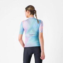 CASTELLI Cyklistický dres s krátkým rukávem - COSMIC VORTEX - růžová/zelená
